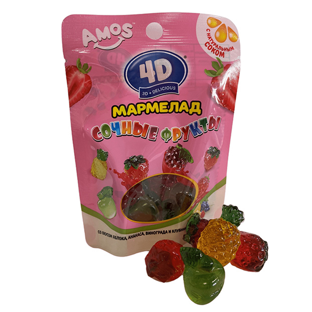 Мармелад жевательный AMOS "Сочные фрукты 4D"